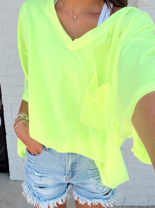 Oversized Boyfriend Tee- Curvy,Neon,oversized,OVERSIZED TEE,OVERSIZED TOP,PLUS,plus size,Slouchy,Tops-Ace of Grace Women's Boutique