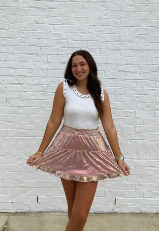 Sequin Ruffle Skirt | 2 Colors- Bottoms, clothing, fall clothes, fall skirt, ruffled skirt, SEQUIN, sequin skirt, sequin skort-Ace of Grace Women's Boutique