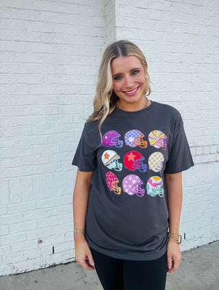 Football Helmet Graphic Tee- Curvy,football,game day,Game day shirt,game days,gameday,graphic,graphic T-shirt,GRAPHIC TEE,Graphic Tees,graphic tshirt,plus size graphic tee,Seasonal,Tops-Ace of Grace Women's Boutique