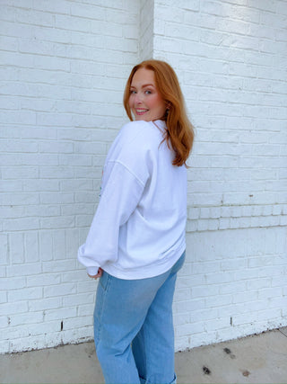 Merrier with a Martini Sweatshirt- christmas sweatshirt, clothing, comfy sweatshirt, Curvy, Martini, Merrier, merry, MERRY CHRISTMAS, MERRY CHRISTMAS Y’ALL, merry every thing, oversized sweatshirt, plus sweatshirt, Seasonal, sweatshirt, SWEATSHIRTS, Tops-Ace of Grace Women's Boutique