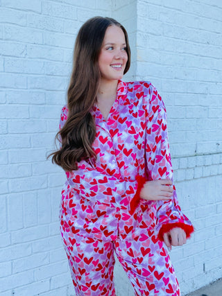 Valentine Heart Pajama Set- Curvy, lounge, LOUNGE SET, Loungewear, pajama pants, pajama set, pajama top, pajamas, PLUS, plus size, plus size valentine, Seasonal, VALENTINE, Valentine Collection, valentine pjs, valentine plus size, VALENTINES, VALENTINES GIFT, VALENTINES TOP, VALENTINES TSHIRT-Ace of Grace Women's Boutique