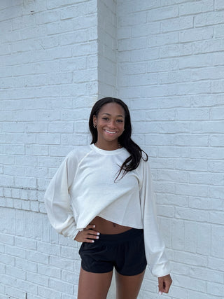 Raglan Sleeve Crop Top - Cream- crop,crop top,CROPPED,Raglan,Tops-Ace of Grace Women's Boutique