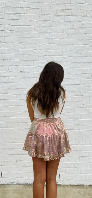 Sequin Ruffle Skirt | 2 Colors- Bottoms, clothing, fall clothes, fall skirt, ruffled skirt, SEQUIN, sequin skirt, sequin skort-Ace of Grace Women's Boutique