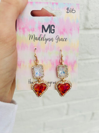 Madelynn Grace Heart Squared Earring- HEART,Jewelry,MadelynnGrace,Seasonal,VALENTINE-Ace of Grace Women's Boutique
