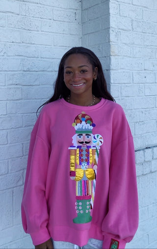 Queen of Sparkles Candyland Nutcracker Sweatshirt- candy cane queen,CHRISTMAS,Curvy,nutcracker,nutcracker long sleeve,PLUS,QUEEN,queen of sparkles,QUEEN OF SPARKLES PLUS SIZE,QUEEN OF SPARKLES SWEATER,QUEEN OF SPARKLES TEE,QUEEN OF SPARKLES TSHIRT,Seasonal,SEQUIN,sparkle season,Tops-Ace of Grace Women's Boutique