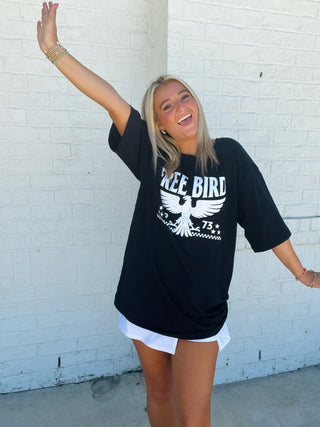 Free Bird Graphic Tee- clothing, Curvy, eagle graphic, graphic, graphic T-shirt, GRAPHIC TEE, Graphic Tees, graphic tshirt, oversized, OVERSIZED TEE, OVERSIZED TOP, plus size graphic tee, Tops-Ace of Grace Women's Boutique