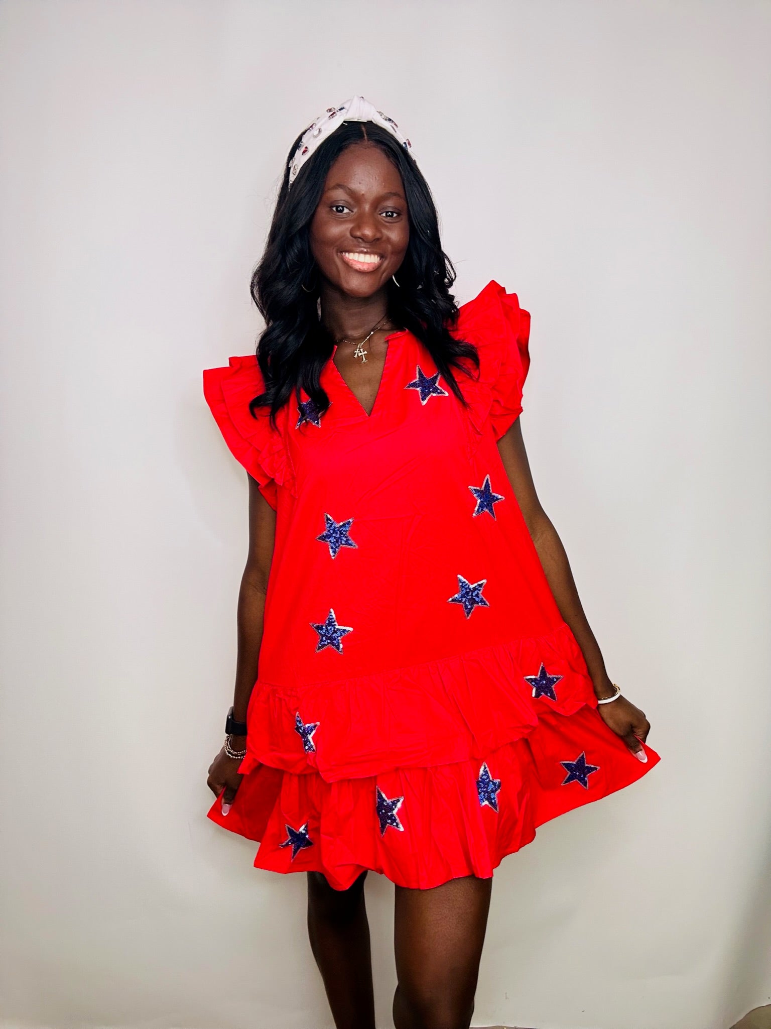 Ruffle Sleeve Star Sequin Dress | 2 Colors