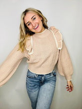 Blush Ruffle Shoulder Knit Sweater