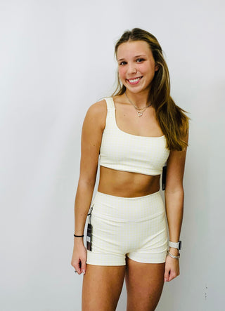 Yellow Gingham Mini Shorts- Athleisure,athlete,athletic,athletic shorts,Bottoms,clothing,Gingham,Sets,YELLOW-Ace of Grace Women's Boutique