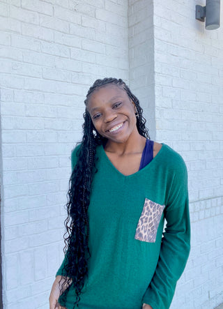 Soft Leopard Pocket Top- clothing,Curvy,Tops-Ace of Grace Women's Boutique