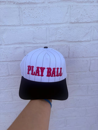 Play Ball Striped Trucker Cap- Accessories,camo,camo hat,cap,hair accessory,HAT,hats,Pink hat,trucker,trucker hat,trucker hats-Ace of Grace Women's Boutique