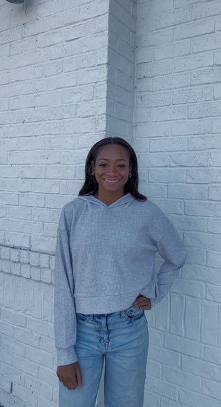 Ribbed Cropped Hoodie- clothing,crop sweater,crop top,CROPPED,cropped hoodie,hoodie,RIBBED CROP TOP,Tops-Ace of Grace Women's Boutique