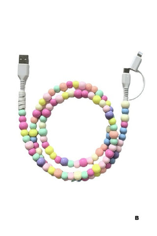 Colorful Beaded Phone Charger- Accessories,accessory,Charger,gifts,Iphone,Phone-Ace of Grace Women's Boutique