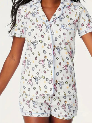 Cheers Monkey Pajamas- Cheers,christmas pajamas,clothing,lounge,LOUNGE SET,Loungewear,Monkey,Monkeys,pajama pants,pajama set,pajama shorts,pajama top,pajamas,Roller,Roller rabbit,Sets-Ace of Grace Women's Boutique