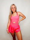 Cut Out Athletic Romper- active, athlete, athletic, athletic one piece, cut out, PINK ROMPER, ROMPER-Ace of Grace Women's Boutique