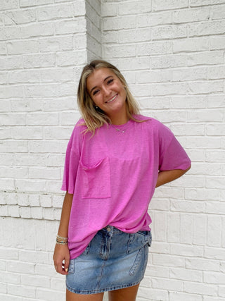 Oversized Boyfriend Pocket Tee- Boyfriend,Curvy,oversized,OVERSIZED TEE,OVERSIZED TOP,PLUS,plus size,Tops-Ace of Grace Women's Boutique