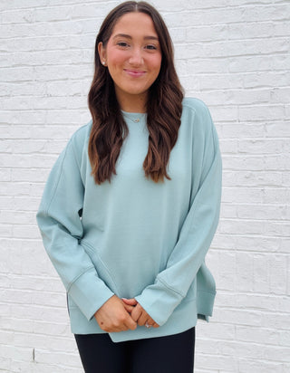 Light Sage Extreme Soft Side Slit Pullover- clothing,COMFY,comfy sweatshirt,Curvy,fall clothes,Lulu,oversized sweatshirt,PLUS,plus size,PLUS SIZE HOODIE,plus size sweatshirt,PLUS SIZE TOP,plus sizes,plus sweatshirt,pullover,Softstream,Softstreme,sweatshirt,SWEATSHIRTS,Tops-Ace of Grace Women's Boutique