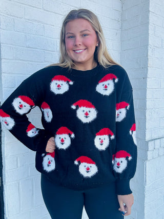 Soft and Fuzzy Santa Sweater- Curvy,Santa,SANTA BABY,Santa shirt,Seasonal,Tops-Ace of Grace Women's Boutique