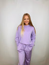 Lilac Oversized Crew Neck- 2 piece set, active set, crewneck, lounge, LOUNGE SET, MATCHING SET, TWO PIECE SET-Ace of Grace Women's Boutique