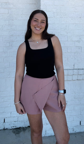 Mauve Wrap Skort- Bottoms, clothing, fall clothes, fall skirt, game day skort, Pink skirt, skirt, skort, wrap skort-Ace of Grace Women's Boutique