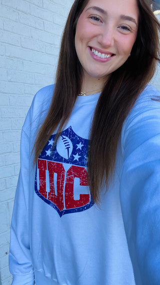 IDC Football Sweatshirt- comfy sweatshirt, Curvy, football, grey sweatshirt, Madelynn, MadelynnGrace, NFL, plus size sweatshirt, plus sweatshirt, sweatshirt, SWEATSHIRTS, Tops-Ace of Grace Women's Boutique