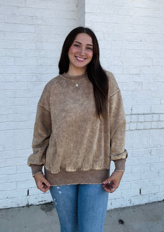 Acid Wash Sweatshirt- beige sweatshirt, clothing, comfy sweatshirt, oversized sweatshirt, plus size sweatshirt, plus sweatshirt, sweatshirt, SWEATSHIRTS, Tops-Ace of Grace Women's Boutique