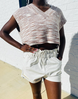 Cream Leather Shorts- Bottoms,clothing,CREAM SHORTS,dressy shorts,LEATHER,LEATHER SHORTS,Seasonal,shorts-Ace of Grace Women's Boutique