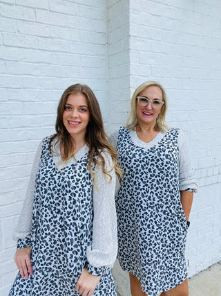 GRAY ANIMAL PRINTED DRESS- Curvy,Dresses & Rompers,plus,plus dress-Ace of Grace Women's Boutique