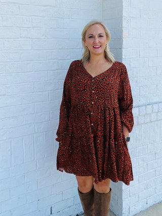Animal Print Tiered Dress- animal,ANIMAL PRINT,BUTTON UP DRESS,CHEETAH DRESS,church dress,curv,Curvy,dress,dresses & rompers,Dressy,FALL,fall clothes,fall transition,LEOPARD DRESS,Midi Dress,mini dress,PLUS,plus dress,plus size-Ace of Grace Women's Boutique