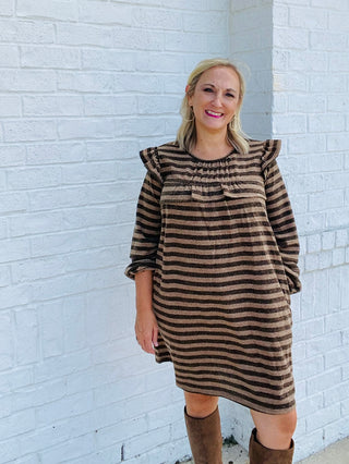 LONG SLEEVE STRIPED DRESS- Curvy,Dresses & Rompers,Dressy,plus,plus dress,plus size,plus size dress,plus sizes-Ace of Grace Women's Boutique