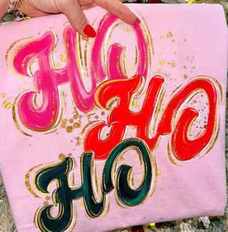 Pink Ho Ho Ho Sweatshirt- CHRISTMAS,curv,Curvy,Ho ho ho,PLUS,Seasonal,Tops-Ace of Grace Women's Boutique