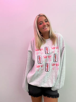 MADELYNN GRACE | Diet Coke Sweatshirt- comfy sweatshirt, Curvy, grey sweatshirt, MadelynnGrace, pink sweatshirt, sweatshirt, SWEATSHIRTS, Tops-Ace of Grace Women's Boutique