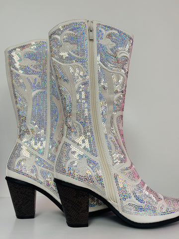 Disco Cowgirl White Boots