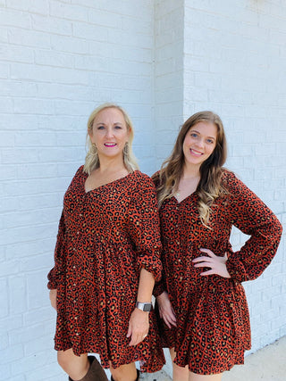 Animal Print Tiered Dress- animal,ANIMAL PRINT,BUTTON UP DRESS,CHEETAH DRESS,church dress,curv,Curvy,dress,dresses & rompers,Dressy,FALL,fall clothes,fall transition,LEOPARD DRESS,Midi Dress,mini dress,PLUS,plus dress,plus size-Ace of Grace Women's Boutique