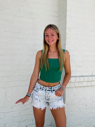 Cropped Fitted Sweater Tank Top- Athleisure,athlete,athletic,athletic tank,clothing,CROPPED TANK,CROPPED TANK TOP,GREEN,SQUARE NECK,summer tank,tank,tank top,Tops-Ace of Grace Women's Boutique