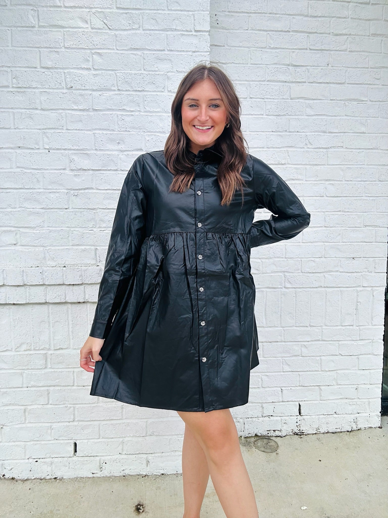Black Leather Babydoll Dress Black Leather Babydoll Dress