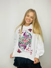 Queen Of Sparkles White Christmas Card Logo Sweatshirt- QUEEN, queen of sparkles, QUEEN OF SPARKLES PLUS SIZE, QUEEN OF SPARKLES SWEATER, QUEEN OF SPARKLES TEE-Ace of Grace Women's Boutique