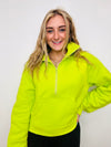 Funnel Neck Half Zip Pullover- half zip, JACKET, lime, LIME GREEN, LIME GREEN SWEATSHIRT, LIME TOP, pullover-Ace of Grace Women's Boutique