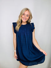 Midnight Blue Ruffle Sleeve Dress