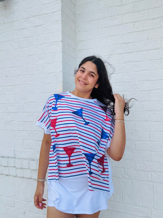 Striped Sequin Margarita Top- 4th of july,July,July 4,July 4th,Margaritas,oversized,OVERSIZED TEE,OVERSIZED TOP,patriotic,Seasonal,SEQUIN,Tops-Ace of Grace Women's Boutique