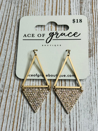 Gold Triangle Sparkle Earrings- LIVESALE-Ace of Grace Women's Boutique
