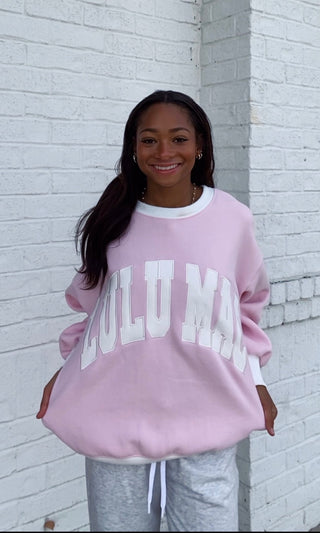 LULU MAC - Pink Color Block Sweatshirt- comfy sweatshirt,curv,Curvy,Lulu,Lulu mac,oversized sweatshirt,sweatshirt,SWEATSHIRTS,Sweatshorts,Tops-Ace of Grace Women's Boutique