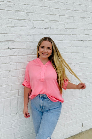 Soft Woven Drop Shoulder Top- Perfect for work, pink, Tops, work, WORK SHIRT, WORK TOP, WOVEN, WOVEN TOP-Ace of Grace Women's Boutique