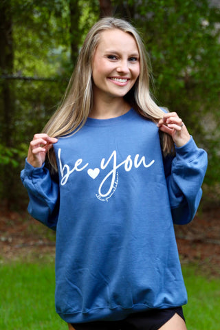 Be You Sweatshirt • Allie from Alabama • NEW COLORS-Shirt- Alabama, Allie, Allie from alabama, Be you, clothing, comfy sweatshirt, Curvy, grey sweatshirt, Merch, oversized sweatshirt, pink sweatshirt, plus size sweatshirt, plus sweatshirt, sweatshirt, SWEATSHIRTS, Tops-Blue-S-Ace of Grace Women's Boutique