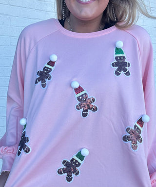 Sequin Gingerbread Sweatshirt- CHRISTMAS,Curvy,Gingerbread,Seasonal,Tops-Ace of Grace Women's Boutique