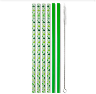 Pinch Proof + Green Reusable Straw Set- Accessories, gifts, paddy's, Patrick's, REUSABLE STRAWS, Seasonal, st. paddy's, ST. PATRICK'S DAY, STRAWS, SWIG STRAWS-Ace of Grace Women's Boutique
