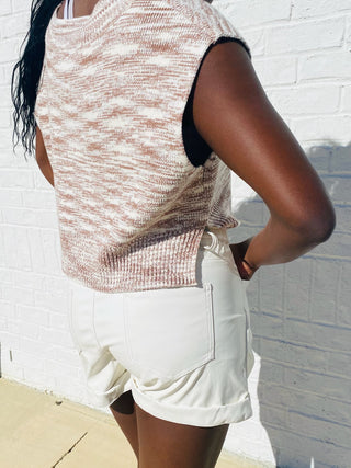 Cream Leather Shorts- Bottoms,clothing,CREAM SHORTS,dressy shorts,LEATHER,LEATHER SHORTS,Seasonal,shorts-Ace of Grace Women's Boutique