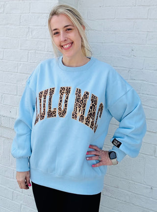 Lulu Mac Sweatshirt - Light Blue Leopard- comfy sweatshirt,Curvy,LEOPARD,Lulu,Lulu mac,oversized sweatshirt,PLUS,plus size,plus sweatshirt,sweatshirt,SWEATSHIRTS,Tops-Ace of Grace Women's Boutique