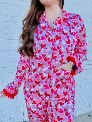 Valentine Heart Pajama Set- Curvy, lounge, LOUNGE SET, Loungewear, pajama pants, pajama set, pajama top, pajamas, PLUS, plus size, plus size valentine, Seasonal, VALENTINE, Valentine Collection, valentine pjs, valentine plus size, VALENTINES, VALENTINES GIFT, VALENTINES TOP, VALENTINES TSHIRT-Ace of Grace Women's Boutique