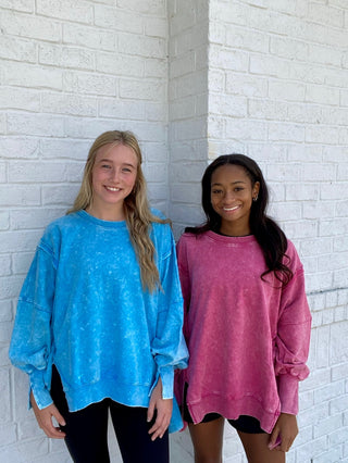 Acid Wash High-Low Pullover- Acid,black pullover,blue pullover,brown pullover,COMFY,comfy sweatshirt,Curvy,green sweatshirt,Hi-low,High-low,mineral,MINERAL WASH,MINERAL WASHED,oversized,oversized sweater,oversized sweatshirt,OVERSIZED TOP,pink pullover,pink sweatshirt,PLUS,plus size,plus size sweatshirt,plus sweatshirt,pullover,purple sweatshirt,sweatshirt,SWEATSHIRTS,Tops-Ace of Grace Women's Boutique